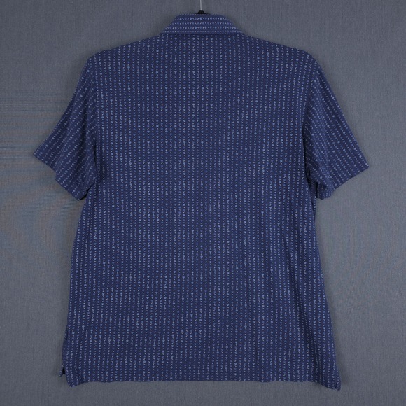 Peter Millar Villanova Performance Golf Polo Mens Large Blue AOP Short Sleeve - Picture 7 of 8